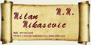 Milan Mikašević vizit kartica